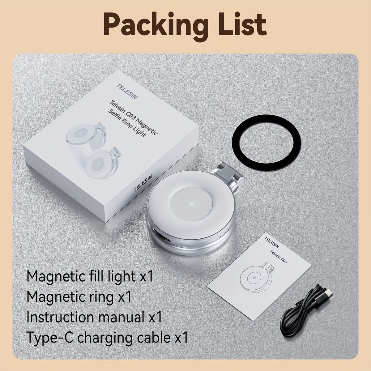 MagnaVision Magnetic Selfie Light with Mirror